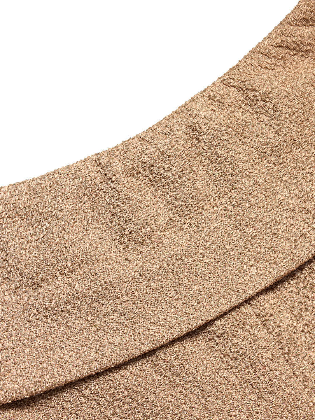 Casual Plain Textured Fabric Fold-Waist Women Flared Pants