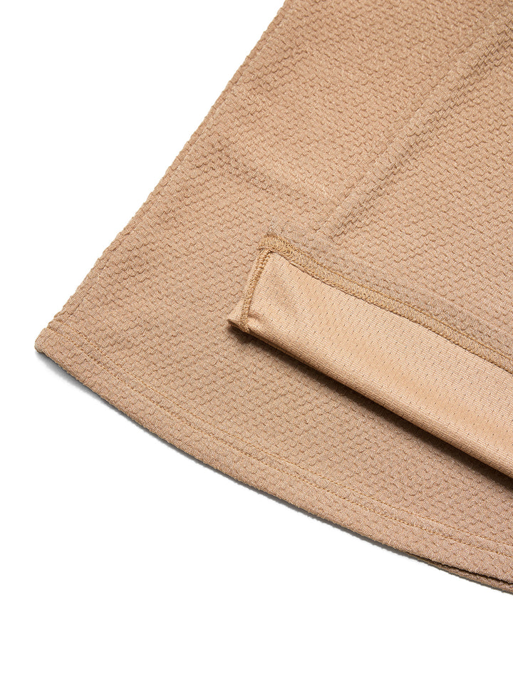 Casual Plain Textured Fabric Fold-Waist Women Flared Pants