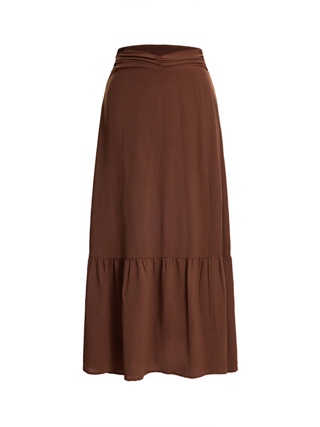 Boho Ruched Waist A Line Ruffle Hem Maxi Skirts -