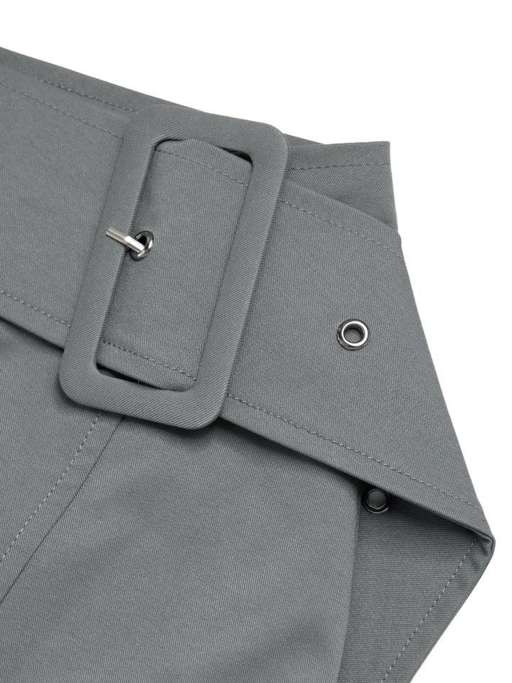 Straight Casual Belted Slit Mini Women Skirt -