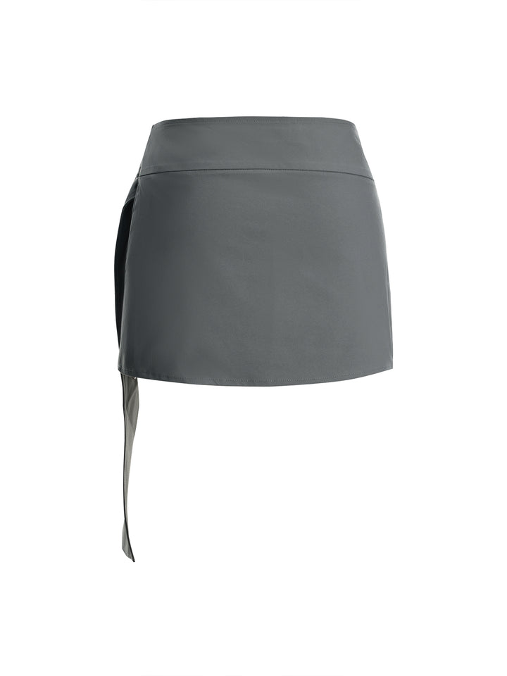 Straight Casual Belted Slit Mini Women Skirt -