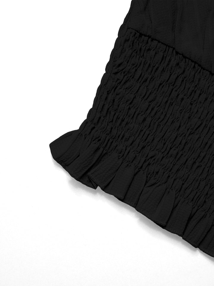 Trine de laitue décontractée Ruched Ruffled V Neck Femmes Tenues de deux pièces