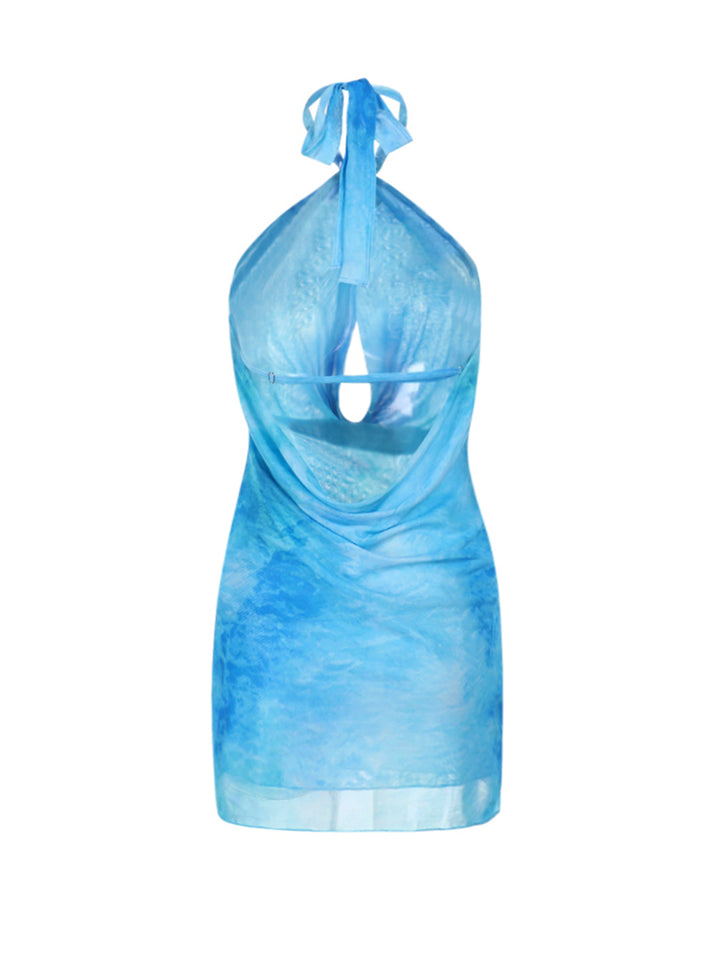 Boho Tie Dye Criss Cross Design lié licou mini robe