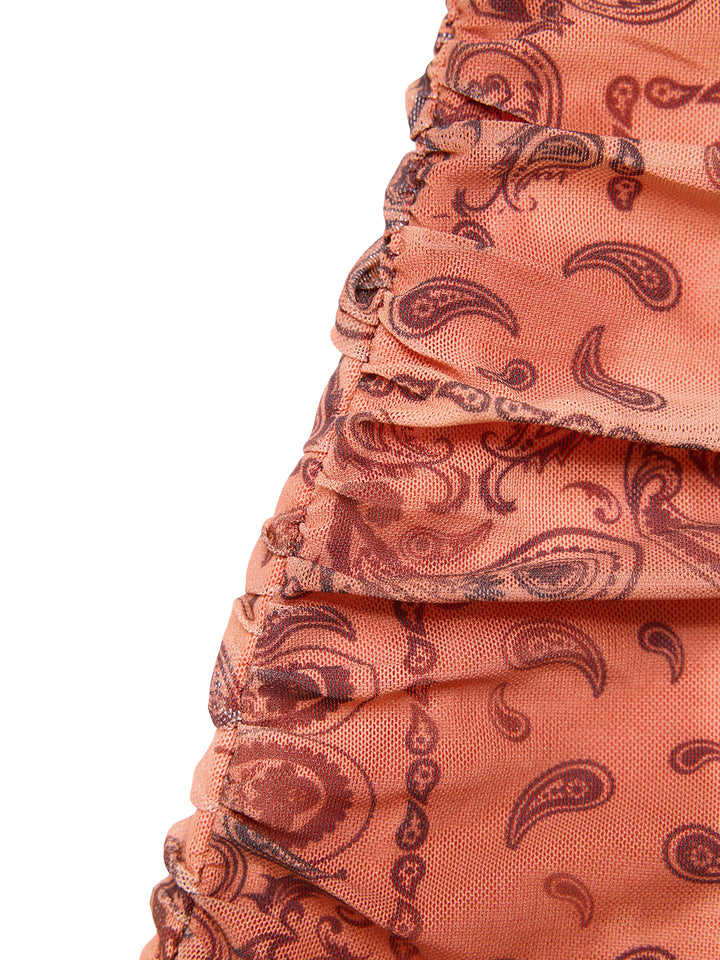 Boho All Over Print Sweetheart Sleeveless A Line Mini Dress -