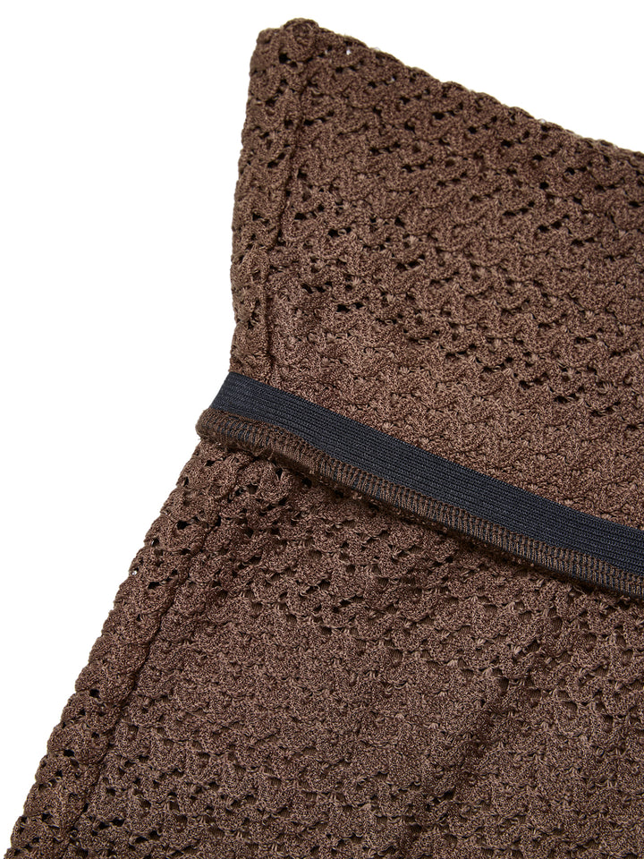 Boho Random Crochet Textured Tissu Fold-Waist Mini short