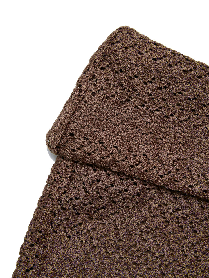 Boho Random Crochet Textured Tissu Fold-Waist Mini short