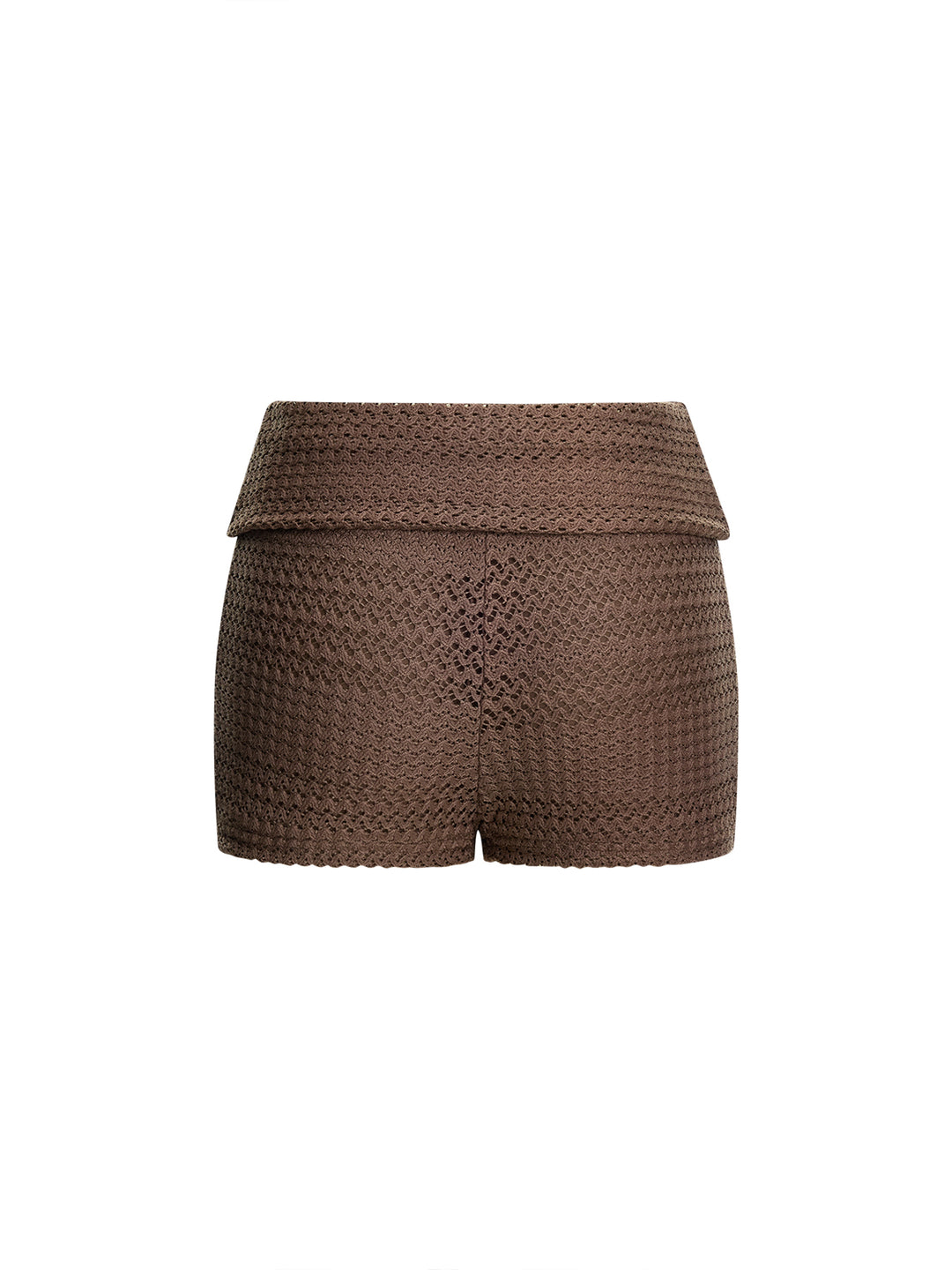 Boho Random Crochet Textured Tissu Fold-Waist Mini short