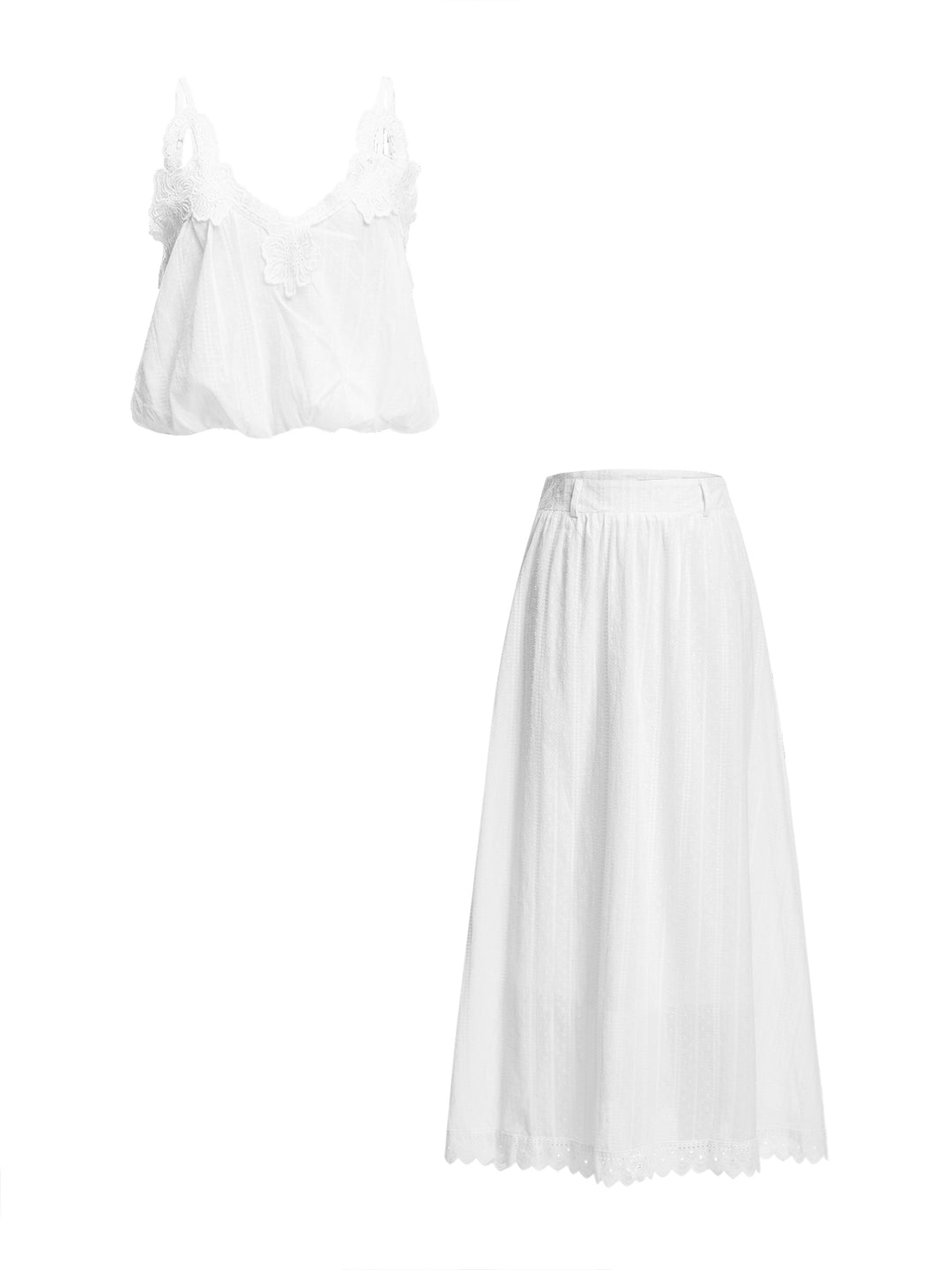 Cami Boho Spitzenverkleidung Ruch mit Hals Maxi Frauen zweiteilige Outfits