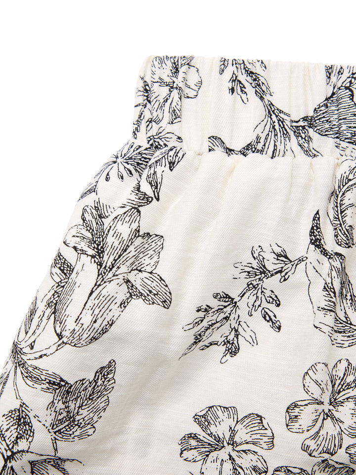 Une ligne boho floral rond cou long femmes tenues deux pièces