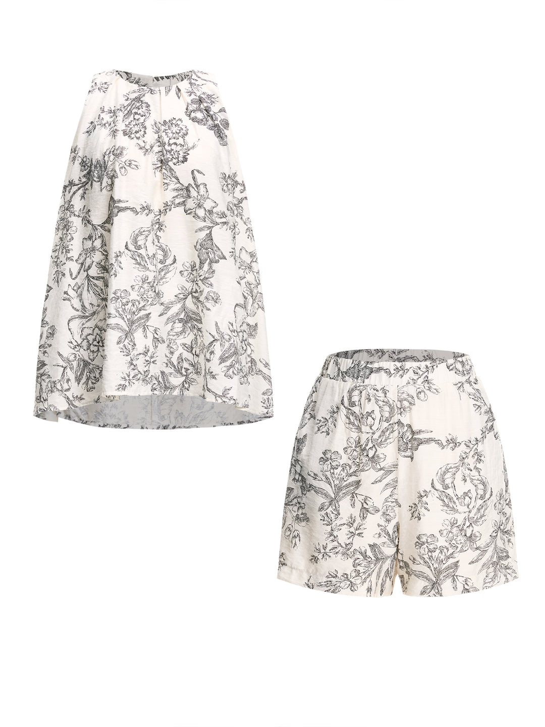 Une ligne boho floral rond cou long femmes tenues deux pièces