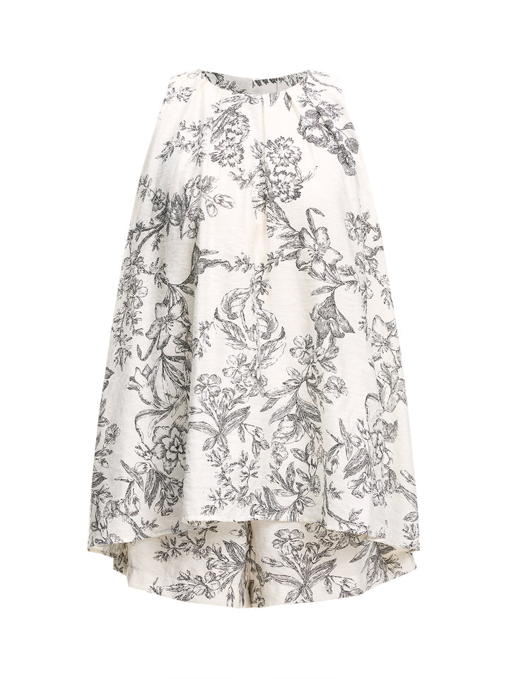 Une ligne boho floral rond cou long femmes tenues deux pièces
