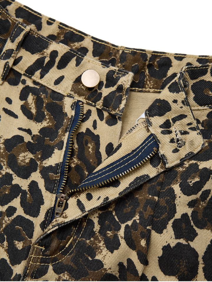 Baggy Casual Leopard Print Long Women Jeans -