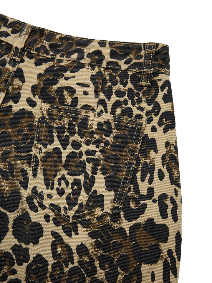 Baggy Casual Leopard Print Long Women Jeans -