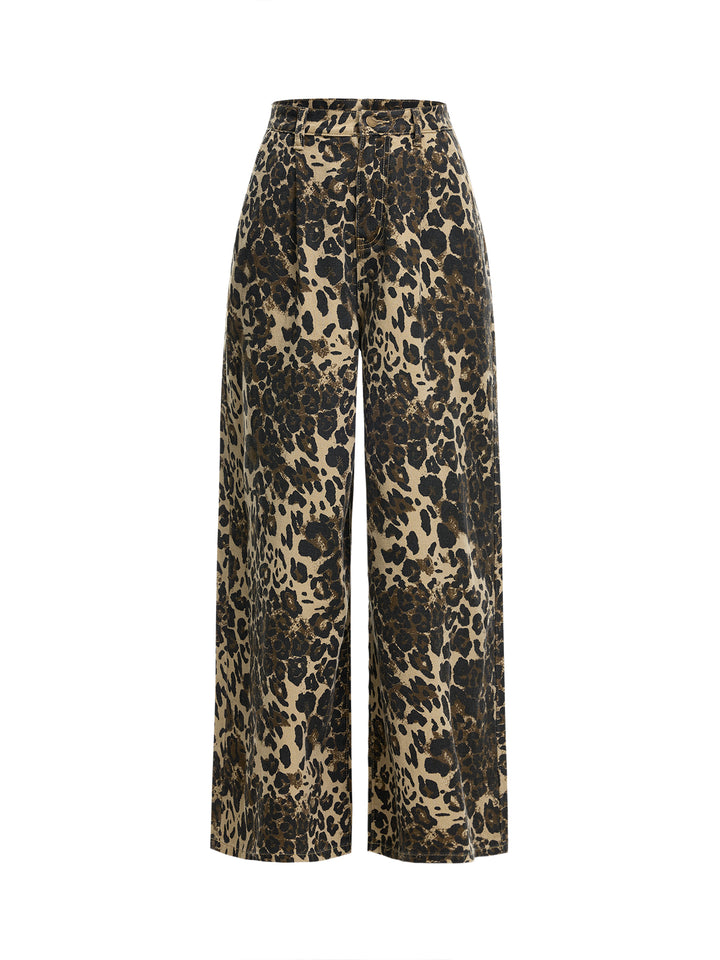 Baggy Casual Leopard Print Long Women Jeans -